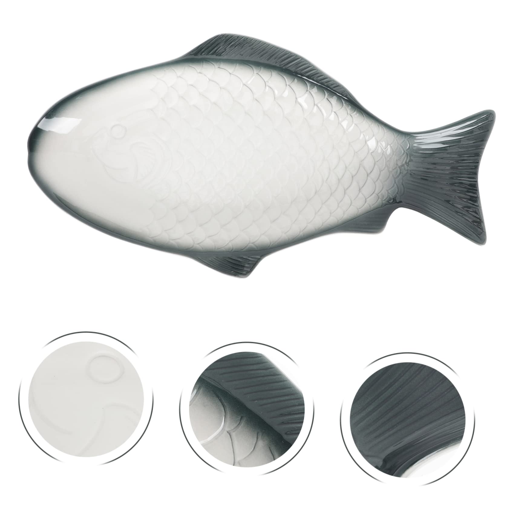 Mikinona Plato de Pescado de Cerámica 38 Cm Verde Intenso para Cocinar al Vapor Resistente al Calor para Uso Doméstico y Restaurante Serviobra Platos Grandes para Mesa