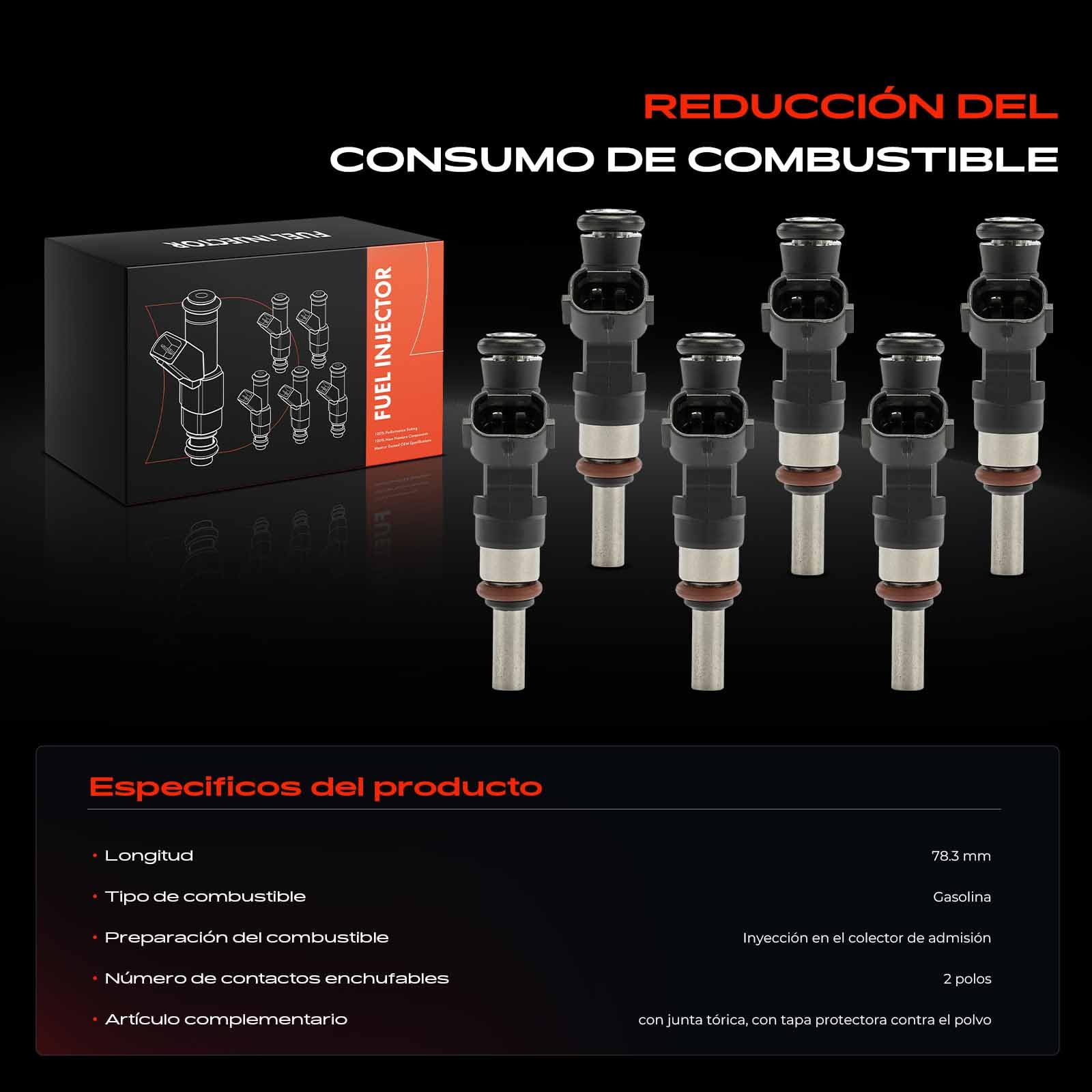Frankberg 6x Válvulas de inyección Compatible con TT 8J3 3.2 V6 quattr.o A3 Sportback 8PA 3.2 V6 quattr.o TT Roadst.e.r 8J9 3.2 V6 quattr.o E.O.S 1F7 1F8 3.2 V6 Golf V 1K1 3.2 R32 4.moti.o.n 85212262