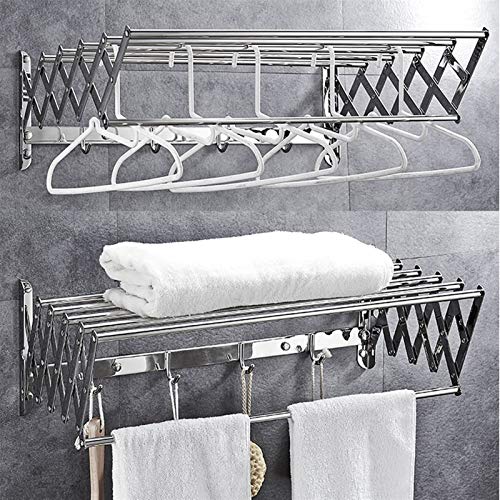 Manque de place ? Étendoir à vêtements pliant mural extensible 100cm - 6