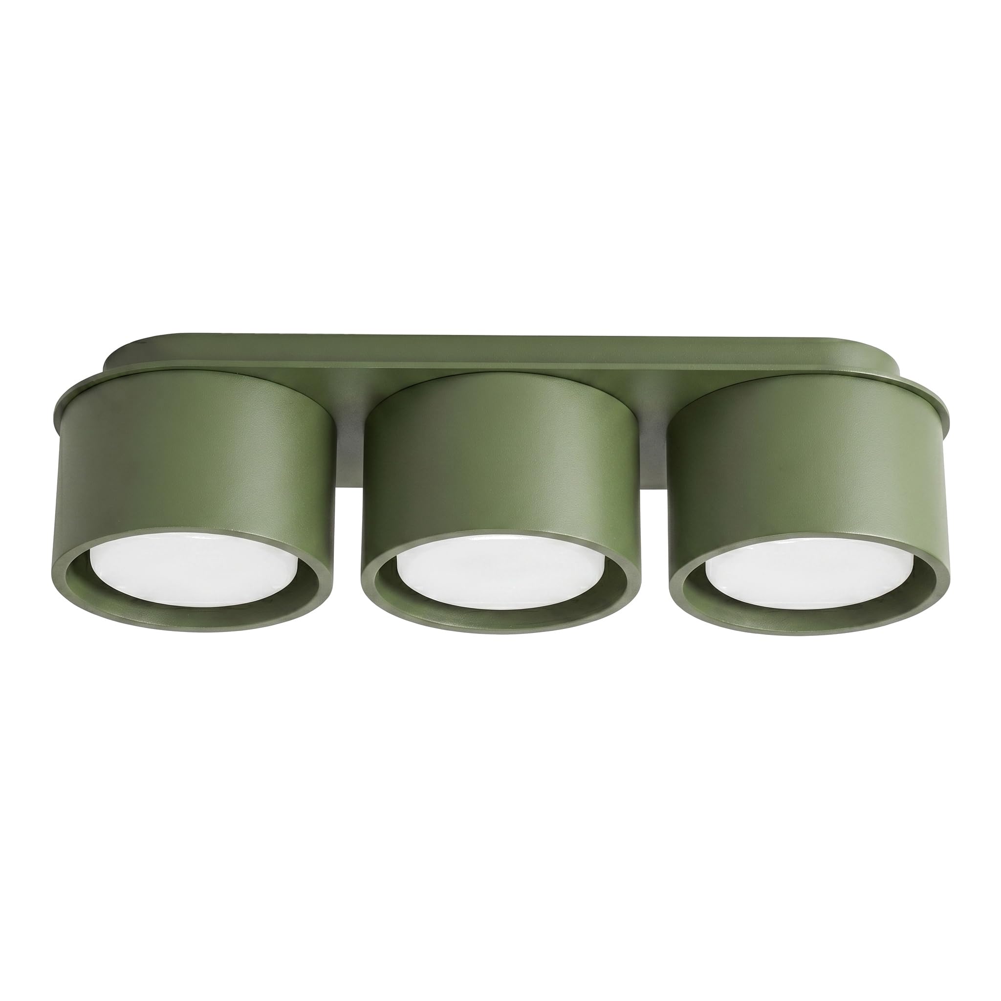 SOLLUX lighting Deckenlampe rund flach Gx53 LED 3-Flammig Modo olivgrün