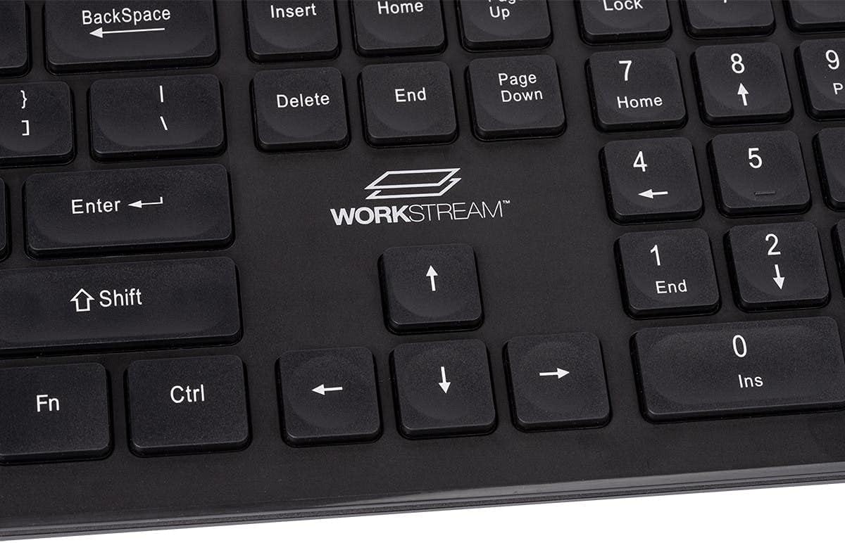 Monoprice Low-Profile Spill-Resistant Silent Keyboard – Membrane Water-Resistant Coating 10 Million Keystrokes - Workstream Collection,Black