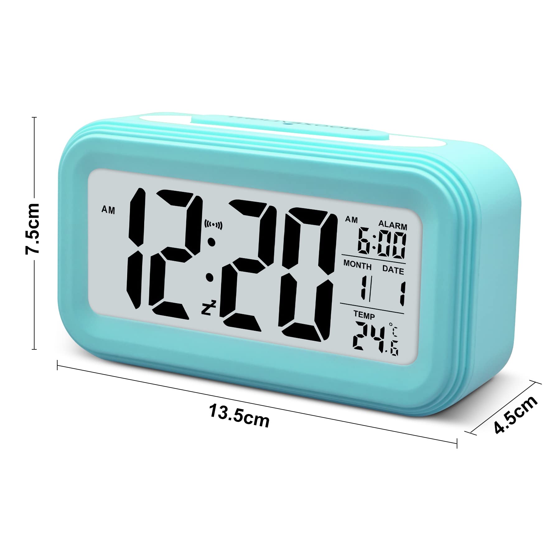 Larkumio Sveglia Digitale da Comodino LED Alarm Clock, Orologio Sveglia Luminosa Silenziosa a Pile Sveglie da Viaggio con Numeri Grandi Snooze per Adulti Anziani Bambini Ragazza Ragazzo, Blu