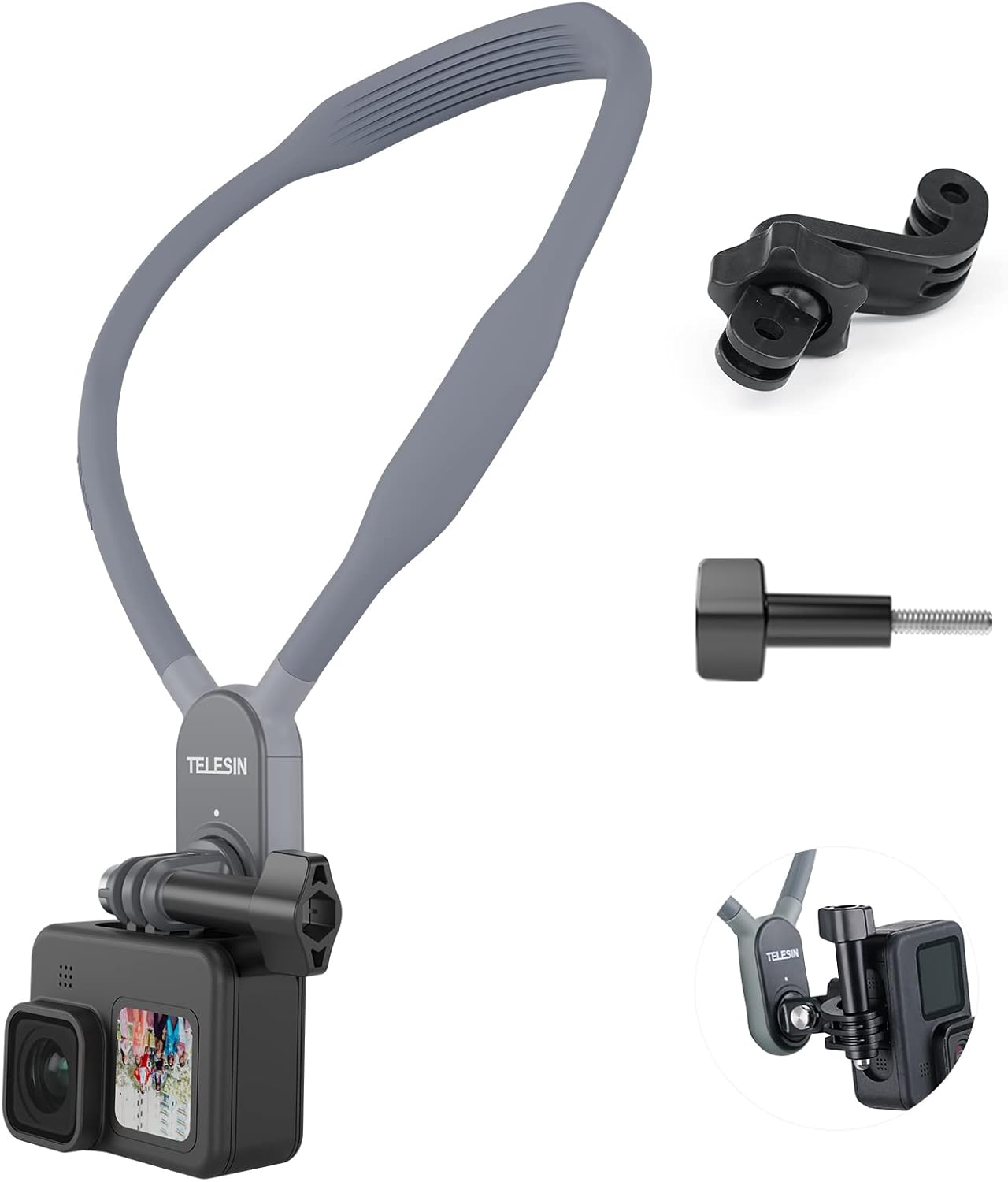 TELESIN Long POV Neck Mount Necklace Holder with