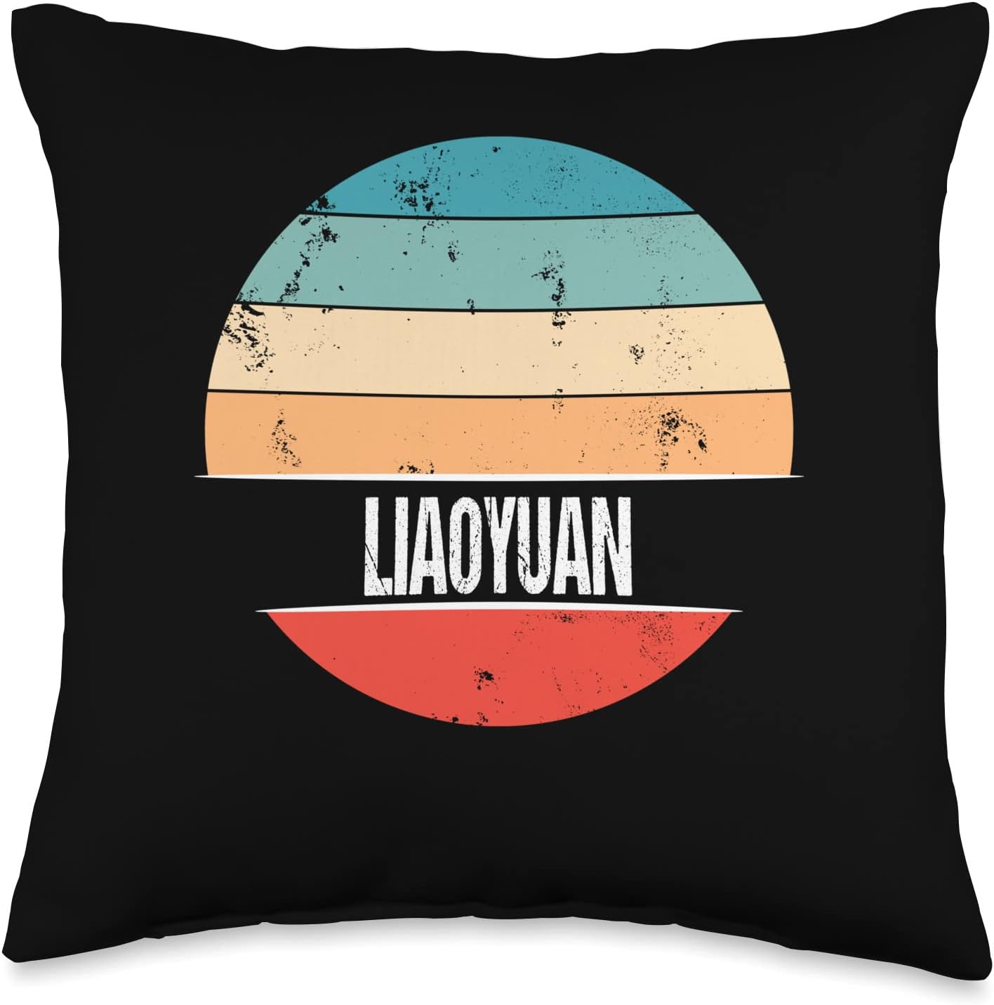 Vintage Travel Souvenirs Liaoyuan China City Trip Throw Pillow, 16x16, Multicolor