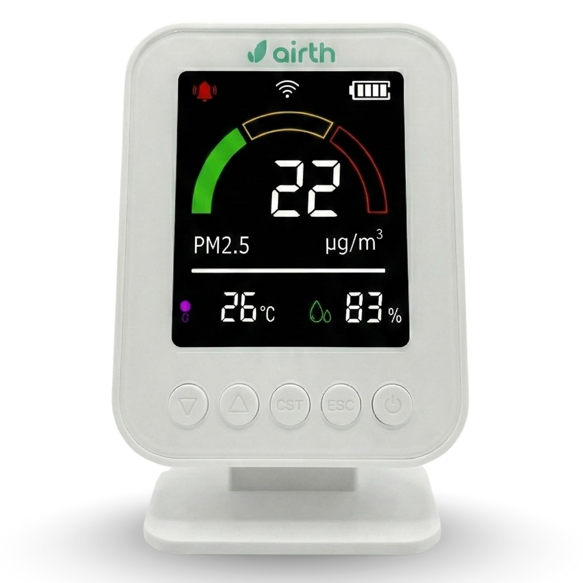 AIRTH Smart Air Quality Monitor | Measures PM 2.5, Temperature and Humidity | Wi-Fi enabled Digital Display | Know What You Breath 24x7 | Monitor Air Quality from Anywhere with Smartphone