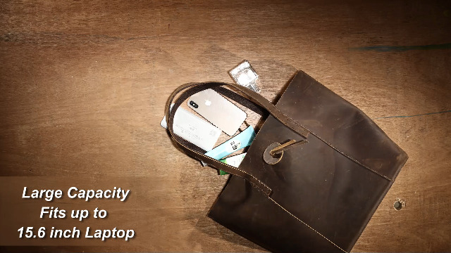 Bolsa Tote de Cuero Vintage para Mujer miniatura 7