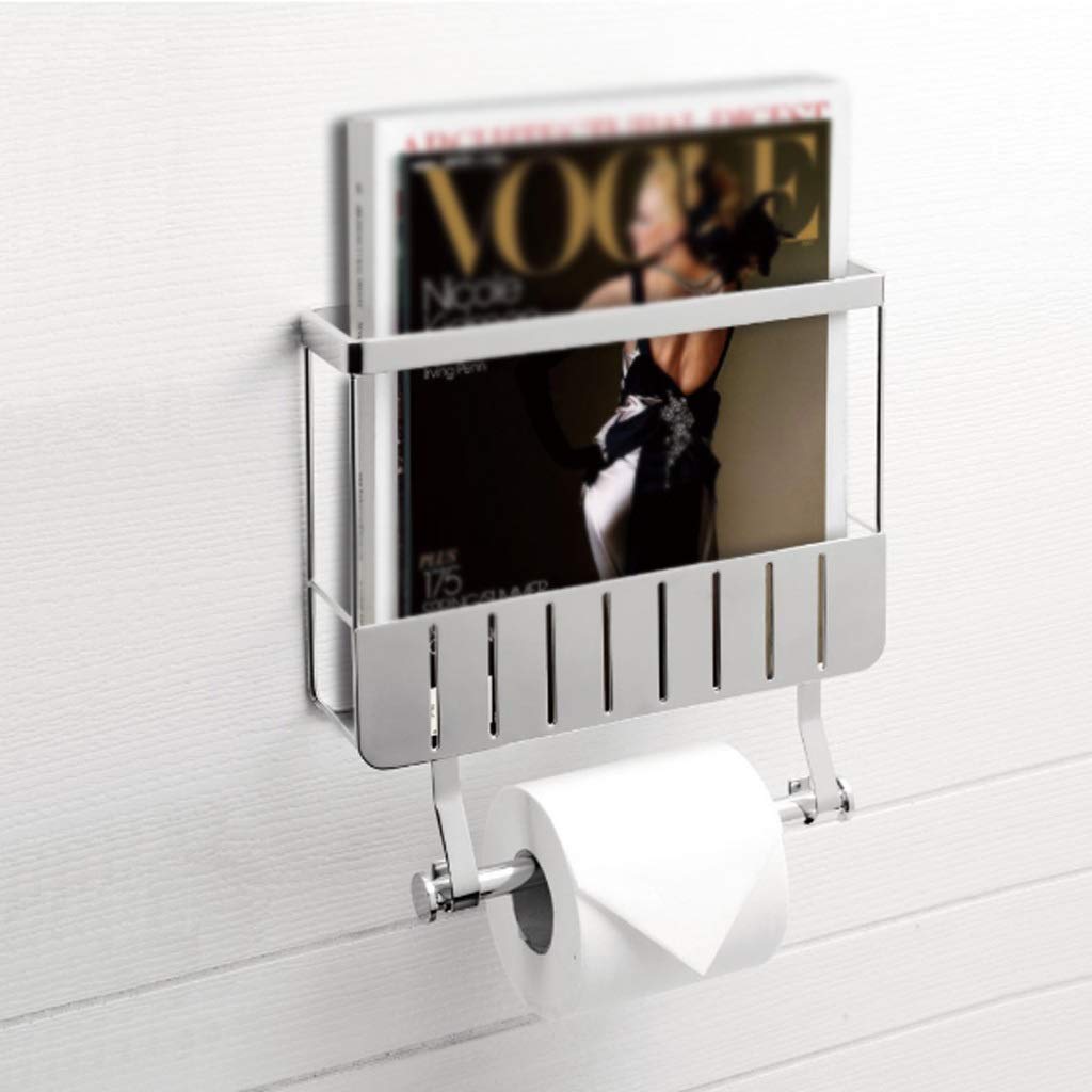 FFOCCO Porta Carta igienica, portariviste, distributore di fazzoletti da Bagno Moderno in Acciaio Inossidabile Scaffale portaoggetti per giornali Present