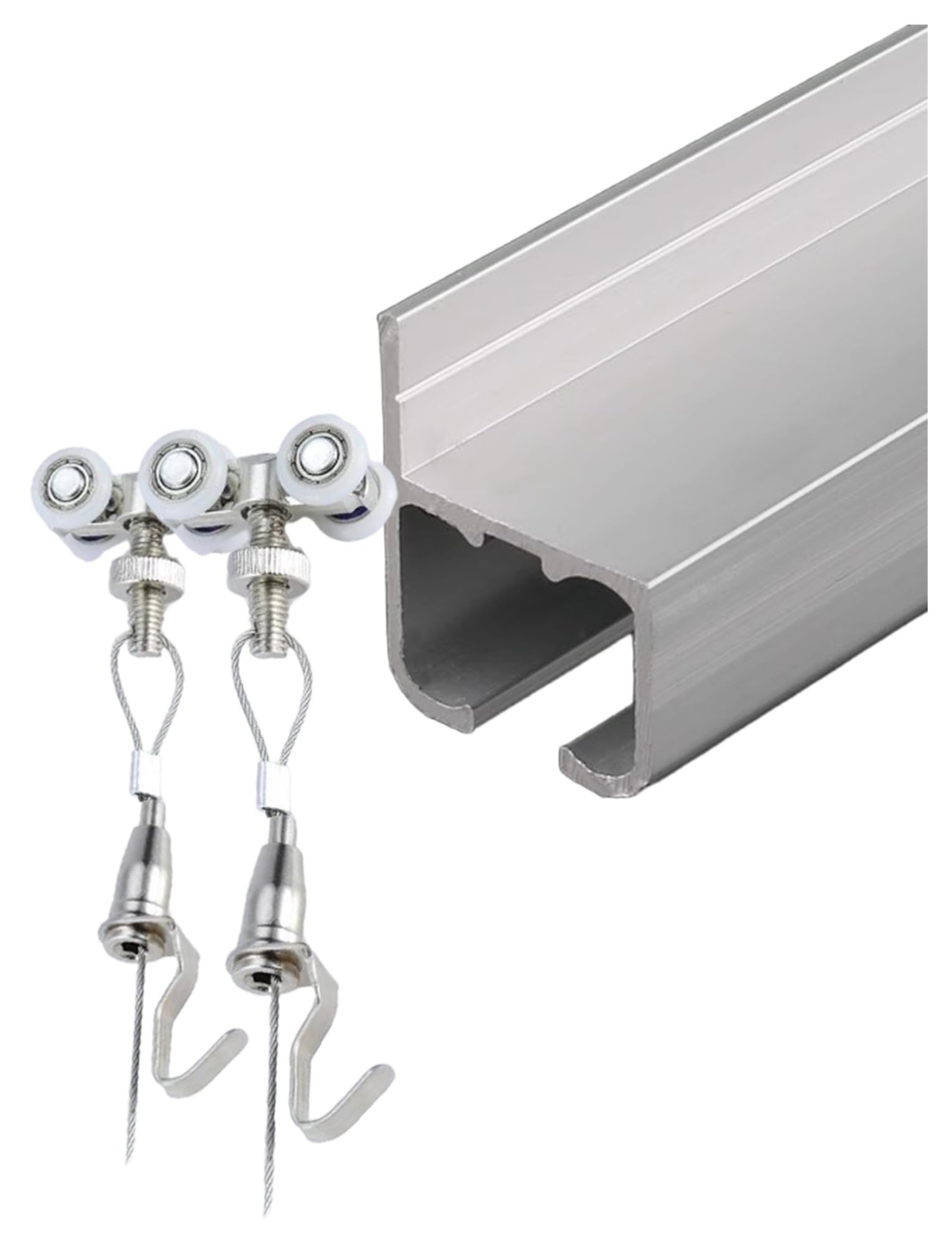 Rail d'accrochage pour tableaux, Kit de suspension de tableau 5 pièces en lait et argent, 50-200 cm(Silver,80cm/31.5in)