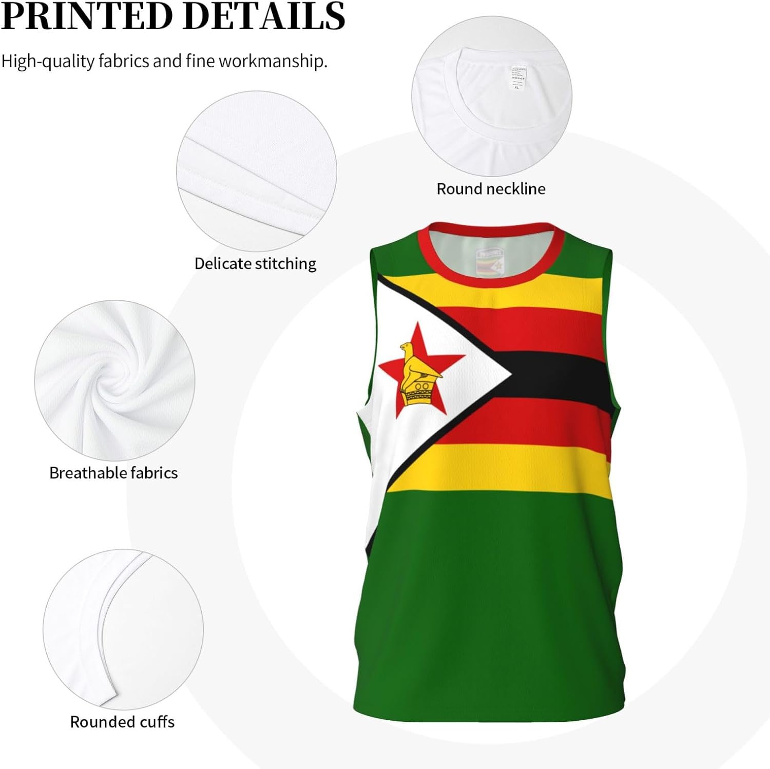 Zimbabwe Flag Basketball Jersey Sports 3D Vest Shirt for Men Running Fitness Training Team Jerseys