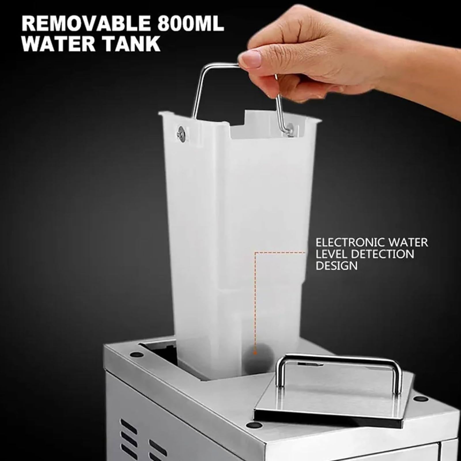 Vaporizador y espumador de leche eléctrico, 1450 W con tanque extraíble de 800 ml, control de temperatura LED de 40-90 °C, varita de vapor ajustable para cafetería, hotel y bar