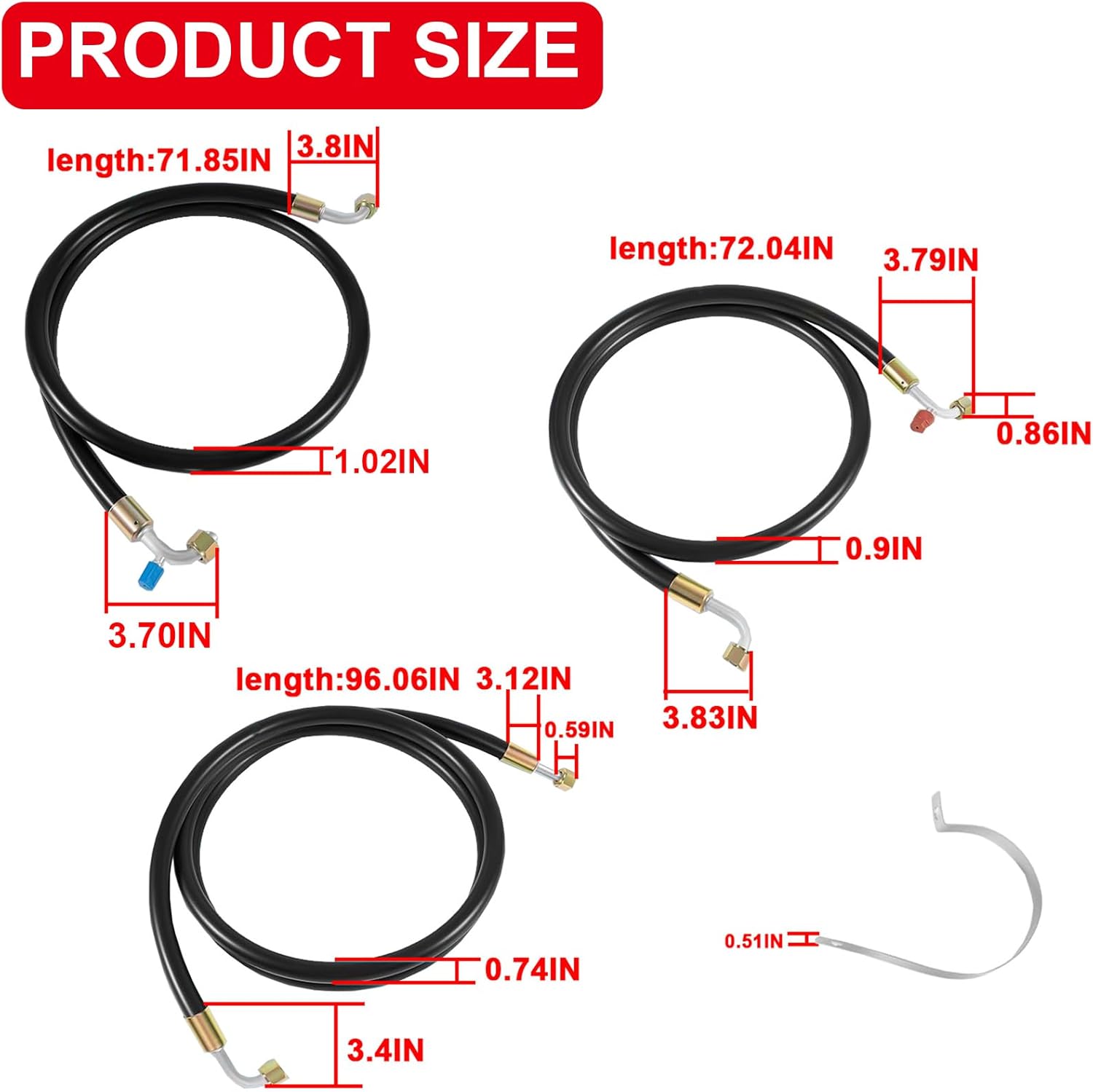 42810100 A/C Hose & Fitting Kit for Custom Air Conditioning Lines, with AN6/AN8/AN10 Hoses, Straight & 90° Fittings, O-Rings, Band Clamps & Grommets