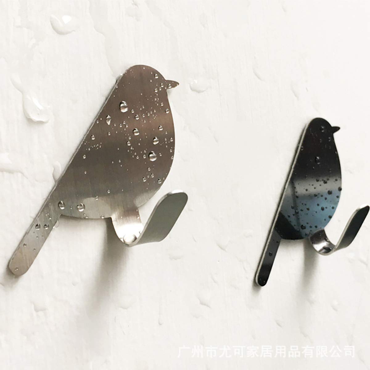 NOVSKI Ganchos Para Toallas, Adhesivo Para Pared, Acero Inoxidable, Gancho Para Pájaros, Baño, Cocina, 6 Piezas, Sin Taladrar-Argent