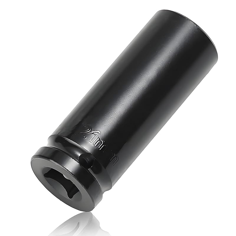 Soquete de Impacto Longo 21 mm com Encaixe de 12,7 mm, 6 Pontos em Aço CR-MO Huli para Porca de Eixo
