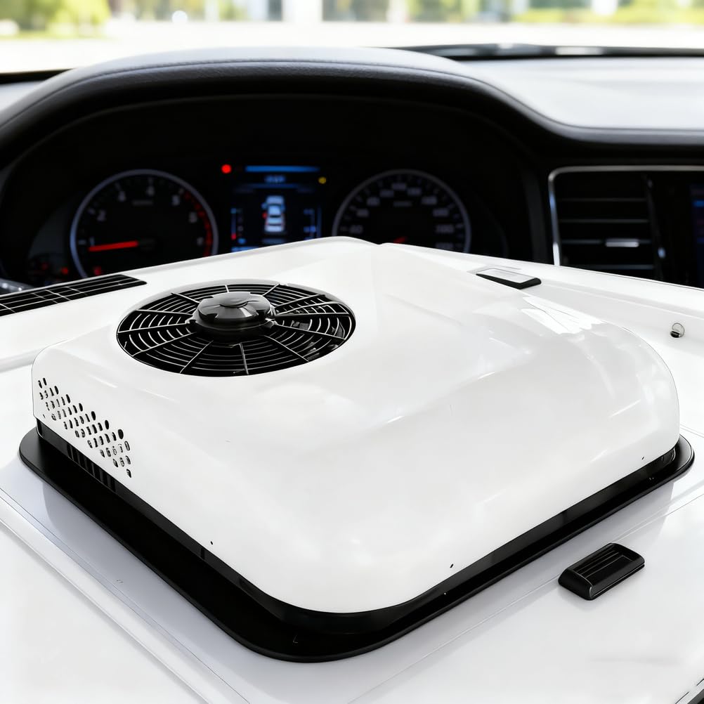SXHEYUY Condizionatore d'Aria per Tetto Auto Condizionatore d'Aria 12V 24V DC Aria Condizionata Fredda E Calda Funzione Condizionatore d'Aria sul Tetto Sono Applicabili,Bianca,12v 2in1