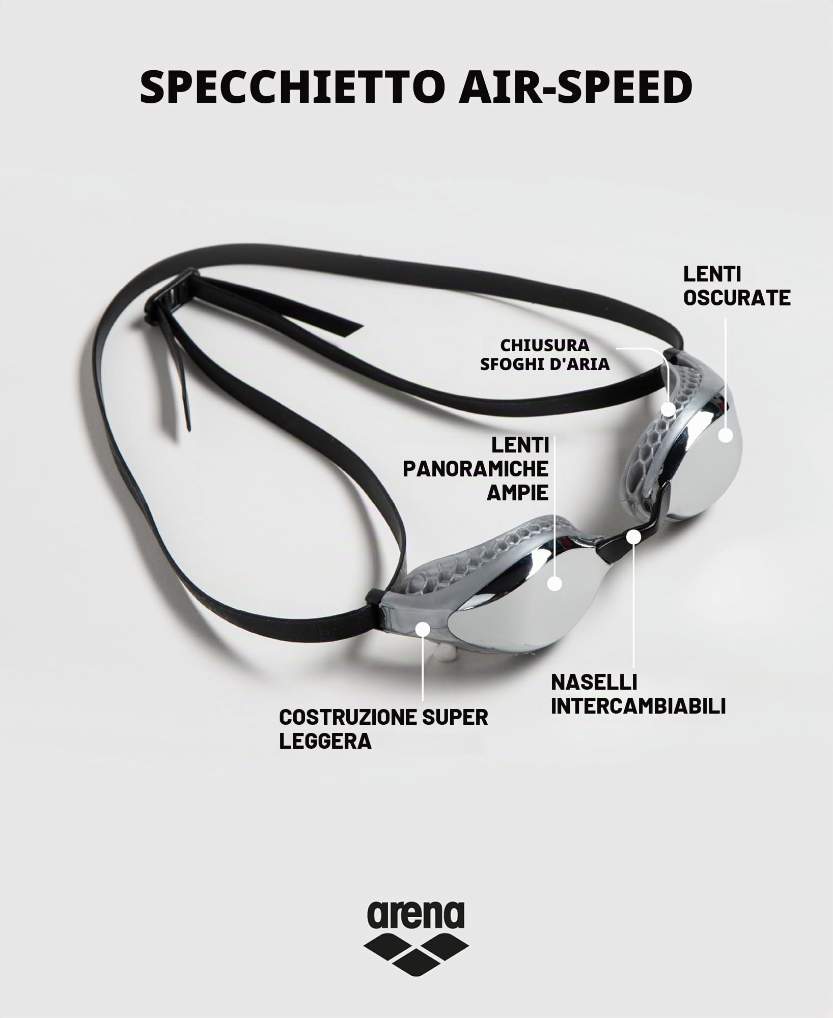 Arena Gafas Airspeed Mirror Occhialini Unisex - Adulto (Pacco da 1)