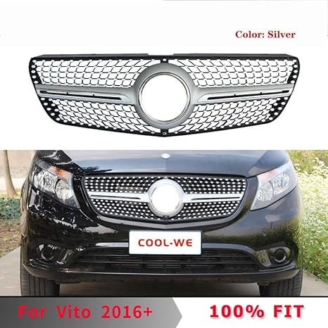 Bnhkm Abs Frontgrill Diamantgrill Fur Mercedes Benz Neu W447 Vito 2015 2019 Schwarz Schwarz Silver Silver Amazon De