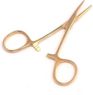 DDP 3-1/2 INCH STRAIGHT TIP FULL GOLD COLORED HEMOSTAT LOCKING PLIER