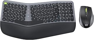 Ergonomic Wireless Keyboard and Mouse Set, 2.4Ghz USB Keyboard Mouse, Split Layout for Natural Typing, Cushioned Wrist & Palm Rest, Compatible with Windows Laptop PC Computer Desktop