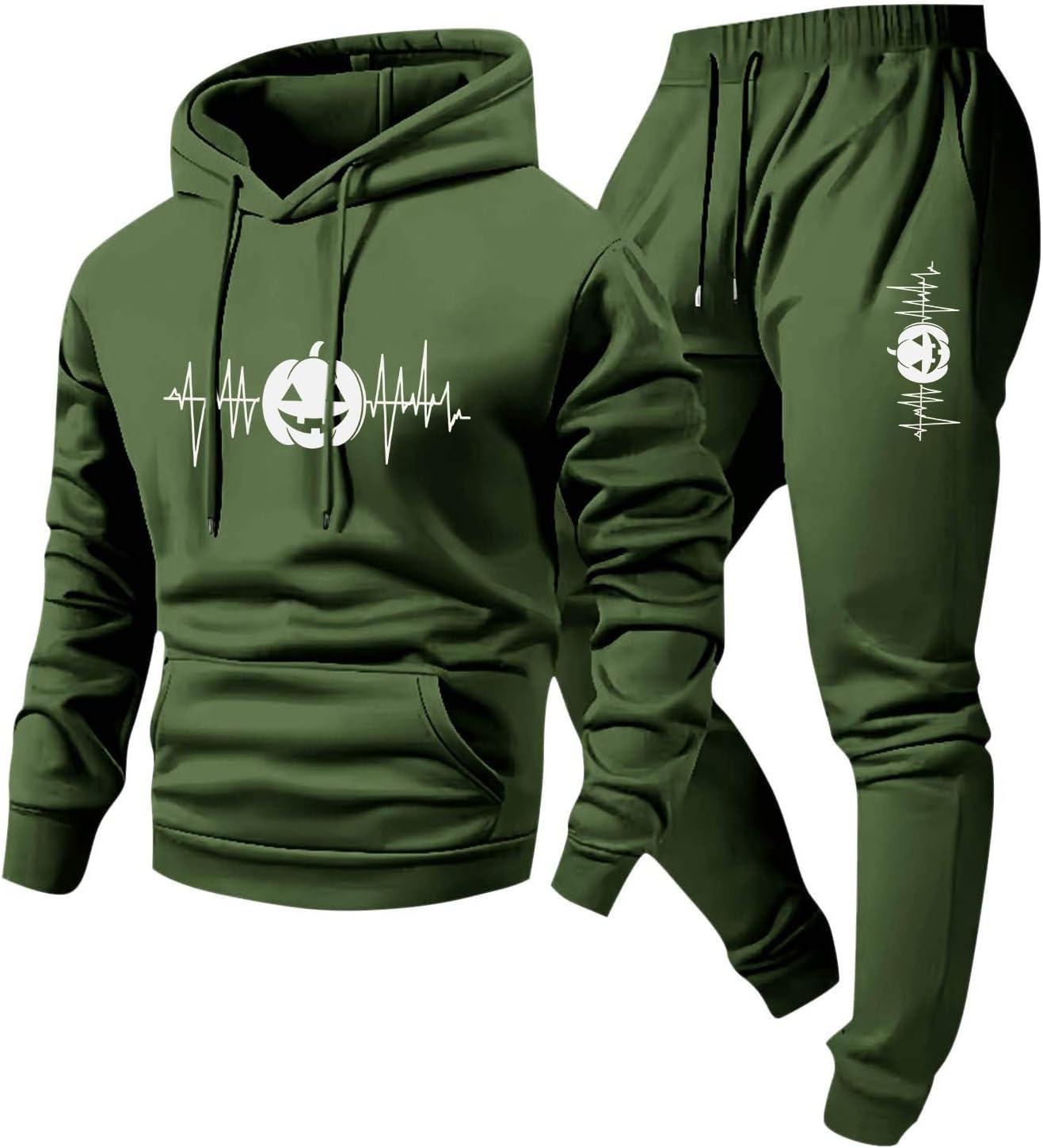Men's Waffle Knit Tracksuit 2 Piece Set Khaki Loungewear