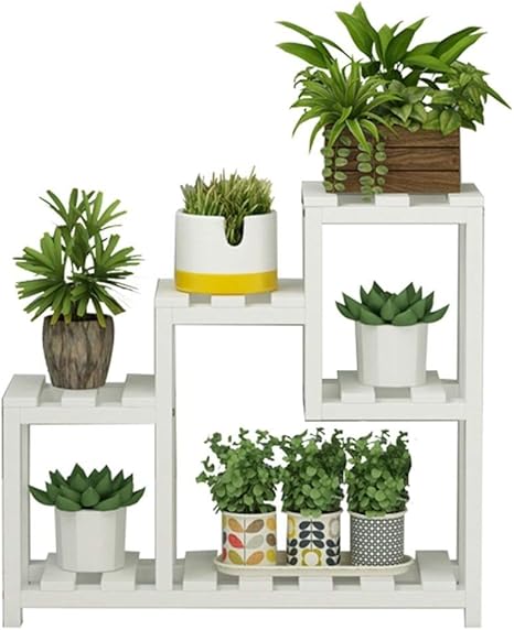 Amazon 多層植物の陳列台 鉢植えの棚 屋外および室内装飾 中庭の角収納棚 ブラウン ホワイト 色 白 フラワーデコレーション オンライン通販
