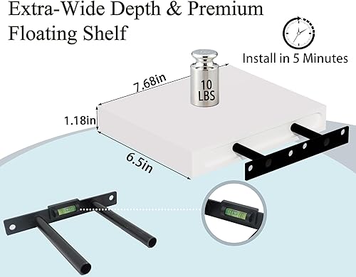 Miniatura 3 de Estantes flotantes blancos, estantes flotantes blancos para pared, estantes de pared con soporte invisible, estantes de baño, decoración de