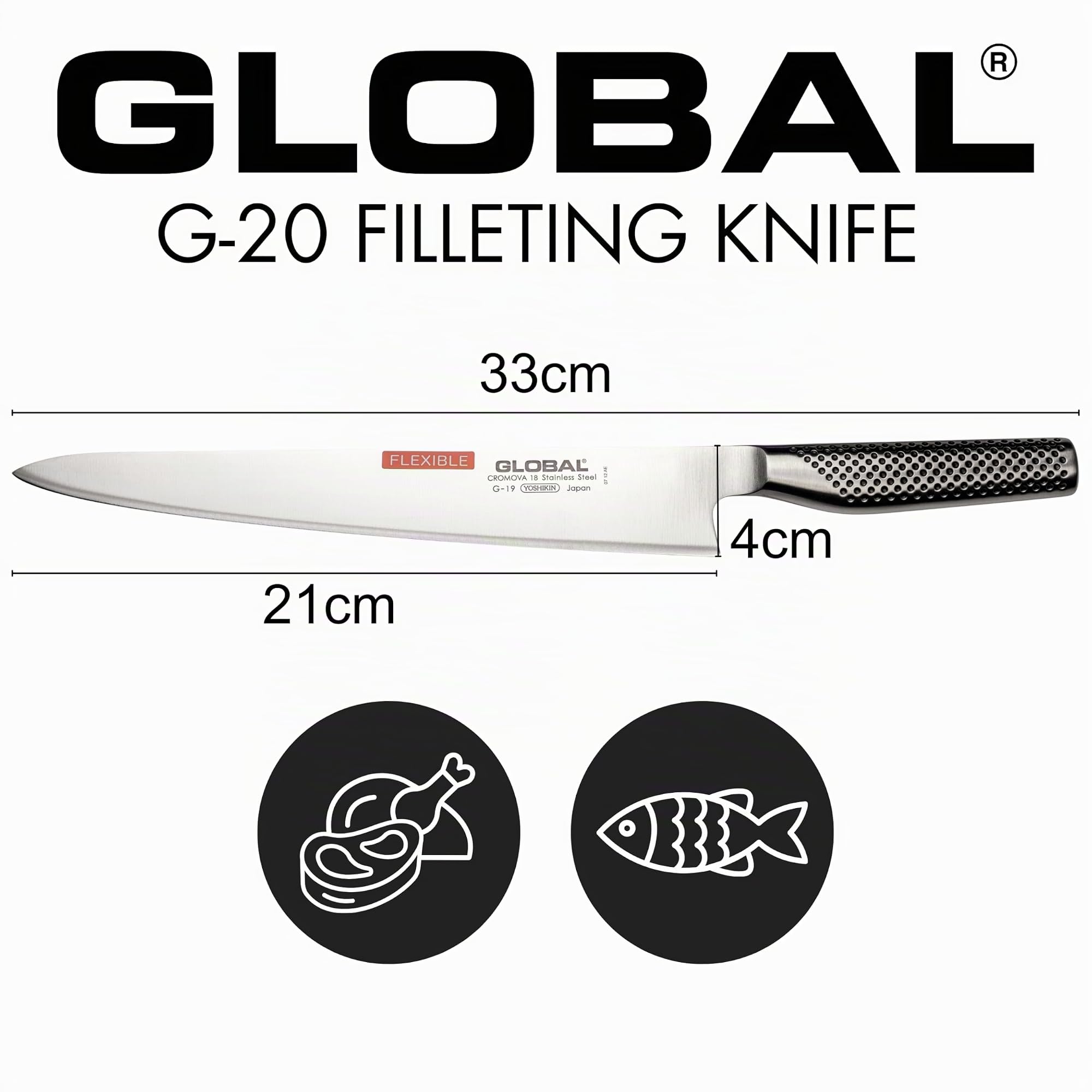 Global - G-20 - Couteau Flexible - 21 cm