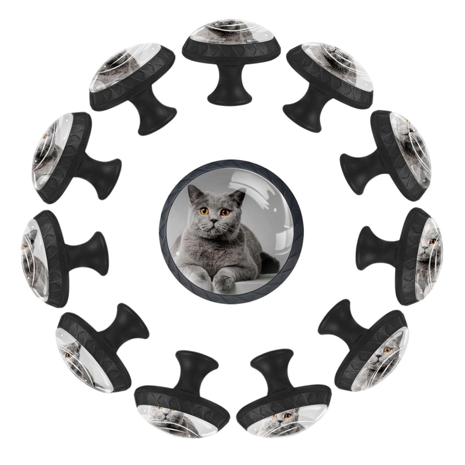 Bouton de meuble chat 35mm lot de 12 pour décorer une table ou crèche