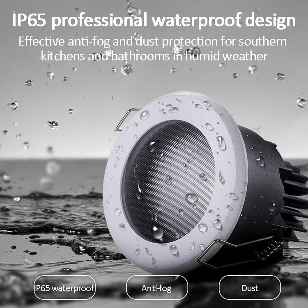 Faretto da incasso a LED da soffitto 9 pezzi Faretti da doccia a LED Luminosità IP65 Faretto da incasso impermeabile Baffle Trim 12W Faretto da incasso a soffitto