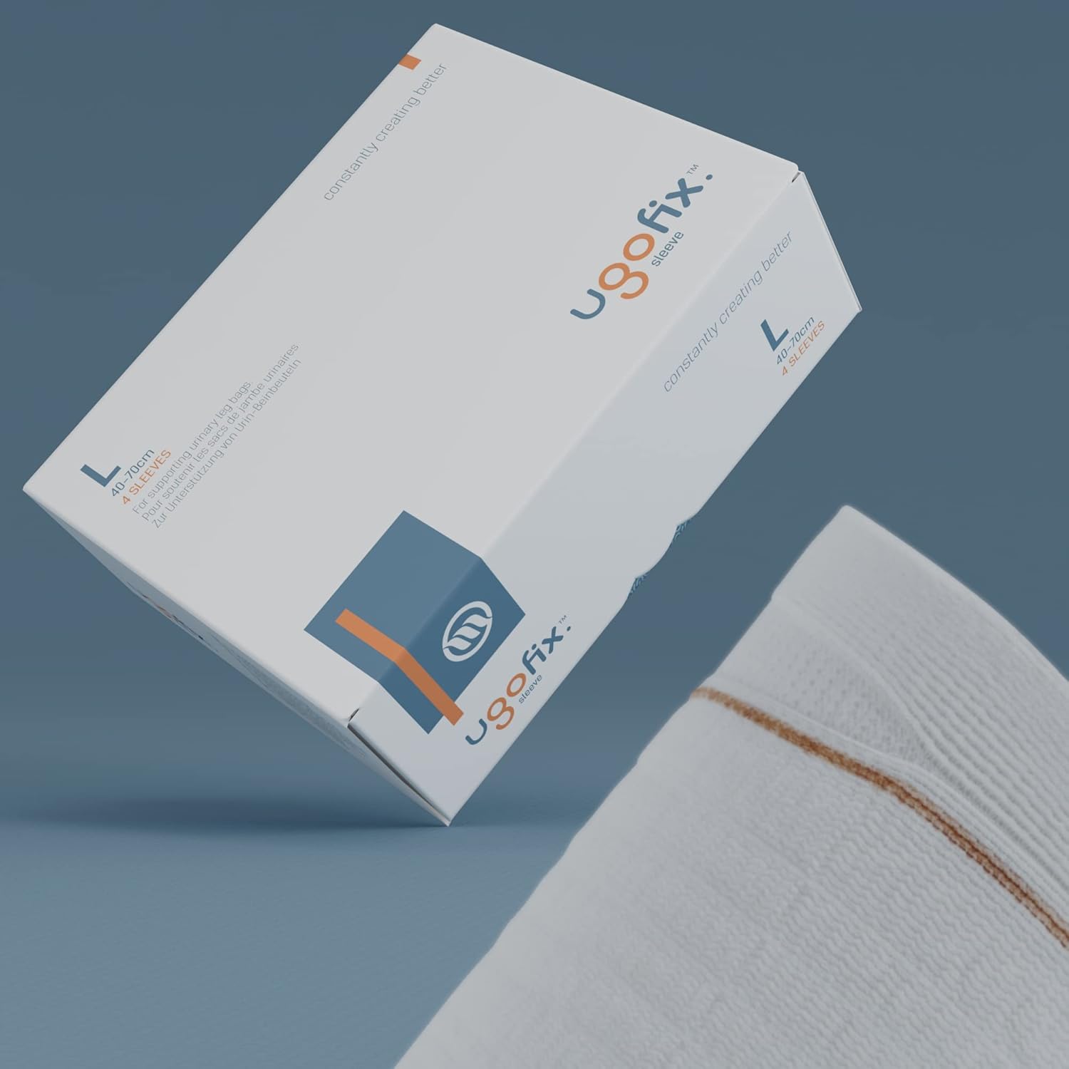 Ugo Fix Sleeve (x4) – Catheter Leg Bag Holder/Catheter Bag Cover, Strong and Durable Fibre Blends with External Seams, Washable and Reusable (Pack of 4) (Large)
