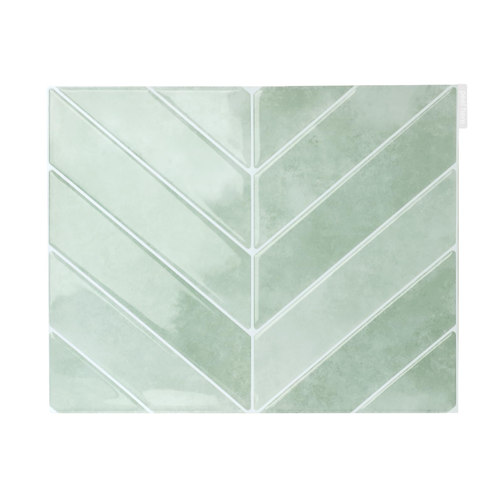 Trafagala Kitchen Stick on Tiles Sage Green Vinyl Self Adhesive Wall Tiles Stickers Kitchen Tile Self Adhesive Splashback for Bathroom Sink, Herringbone 10-Sheet,(29x23cm)