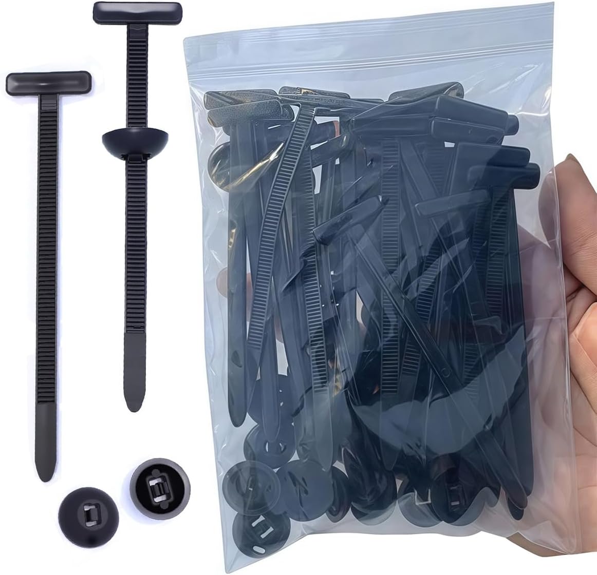 100Pcs Nylon Universal Cable Tie Clips, Automotive Zipper Clips, Plastic Rivets, Multi-Function Heavy-Duty Self-Locking Nylon Cable Tie Holders for Various Automotive and Motorcycle Repairs