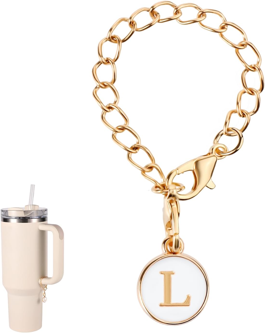 Letter Charm Accessories for Stanley Cup, Letter Charm Accessories Personalized Name ID Letter Handle Charm Letter Charm for Stanley Tumblers (Letter L)