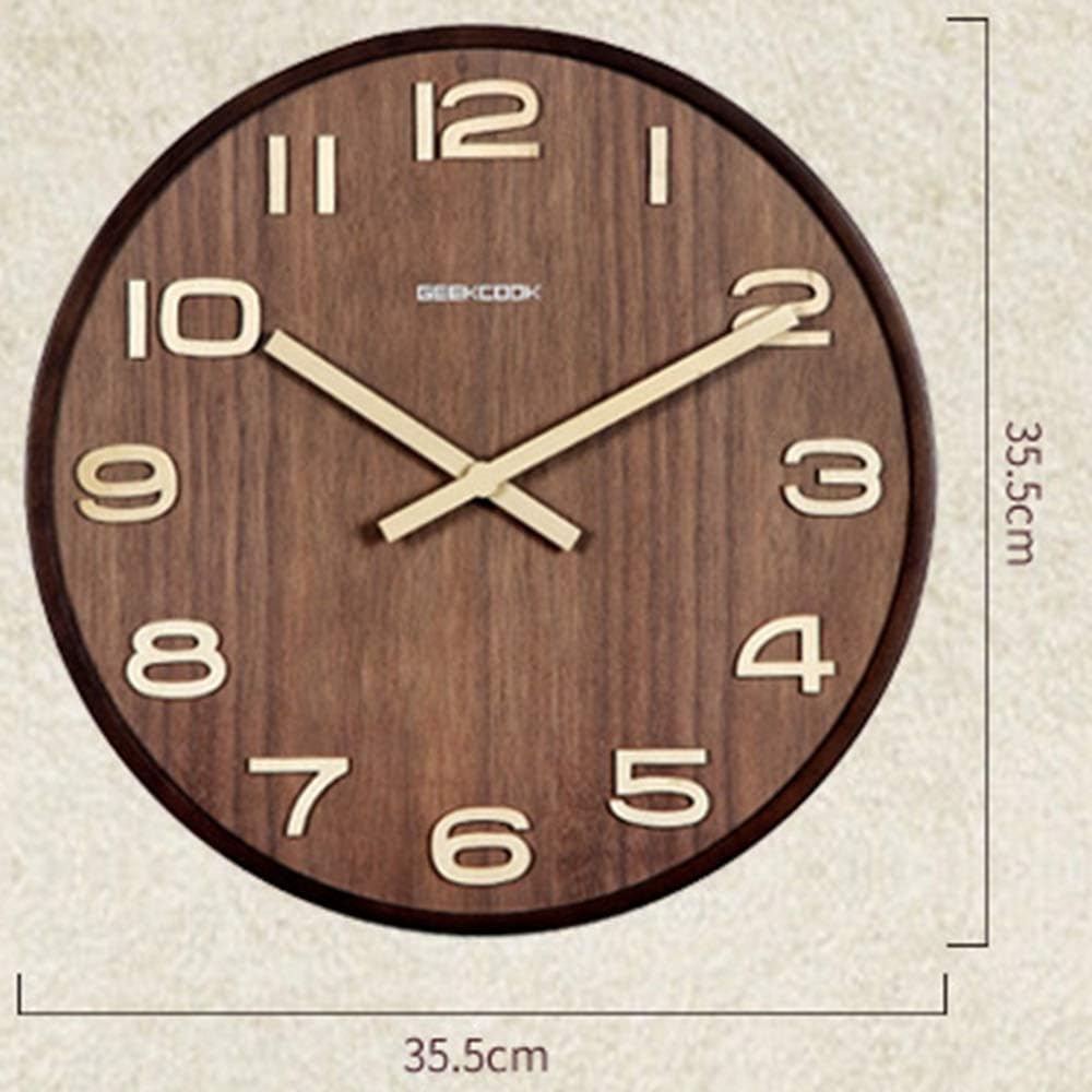 Wall Clock Brown Stripe Solid Wood Wall Clock 35.5 * 35.5 (cm)