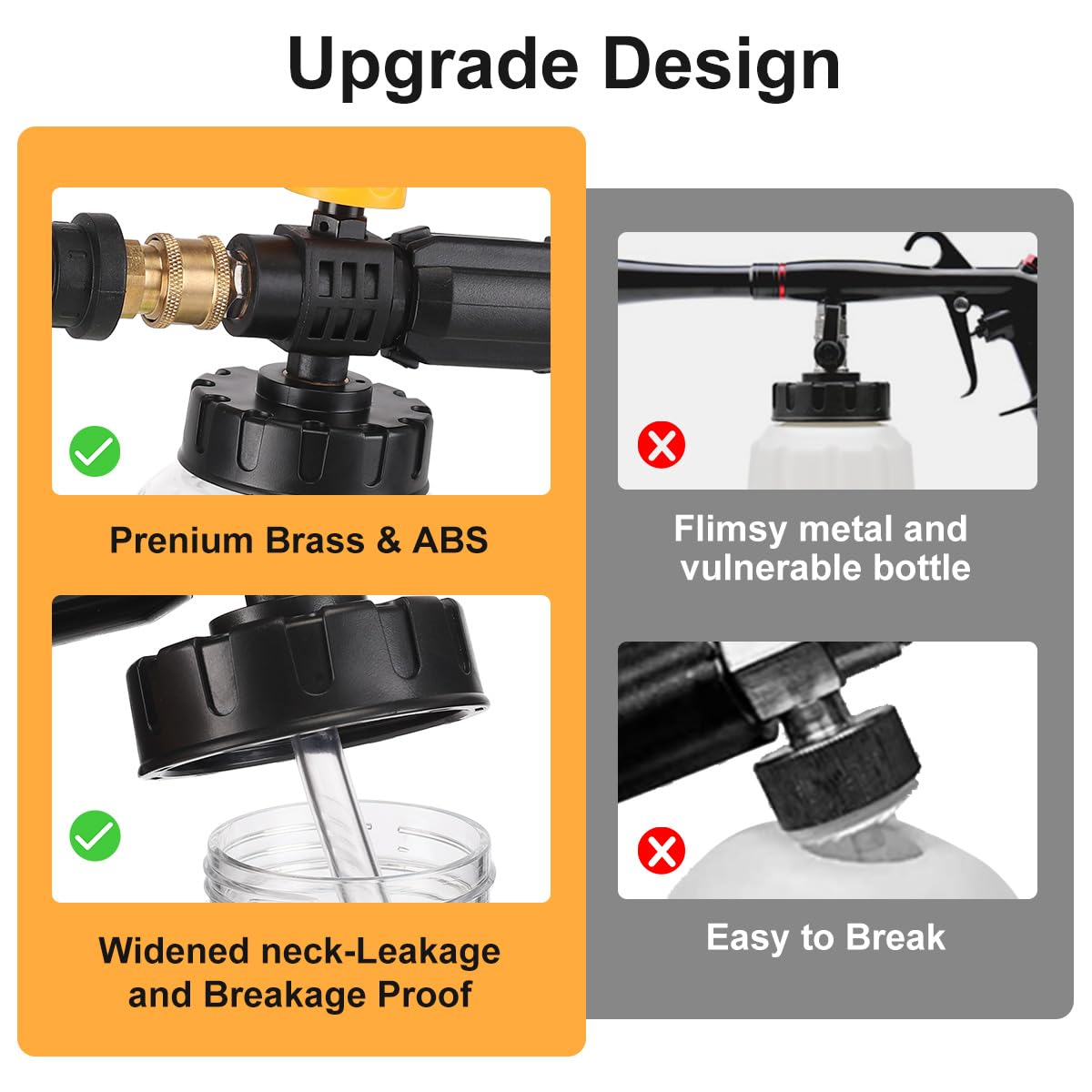 Pistola per schiuma per lavaggio auto, per applicazione idropulitrice, flacone da 1 litro con ugello regolabile per idropulitrice Karcher serie K K2 K3 K4 K5 K6 K7
