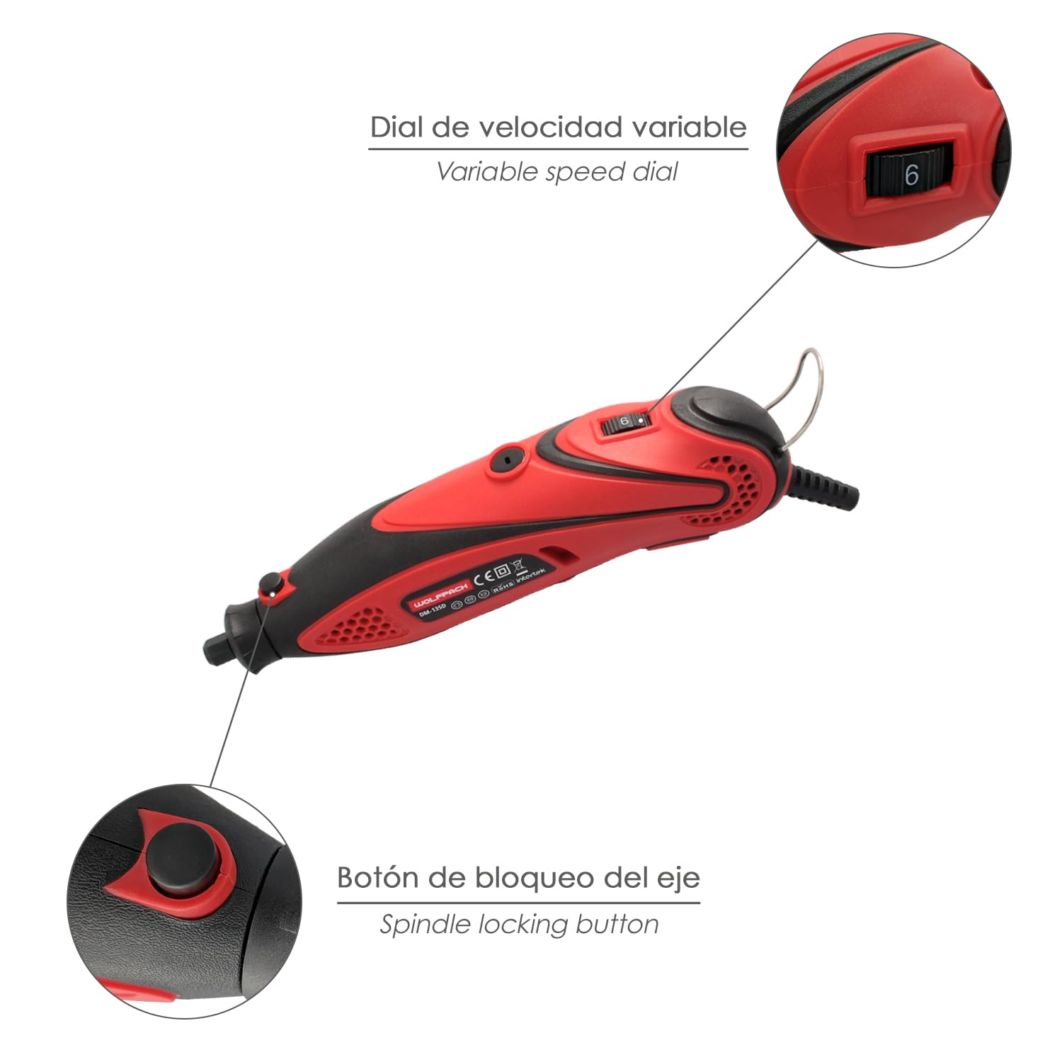 WOLFPACK LINEA PROFESIONAL Multiherramienta 135 Watt. Con 210 Accesorios y Maletin. Herramienta Multifunción, Mini Taladro, Herramienta Rotativa, Amoladora