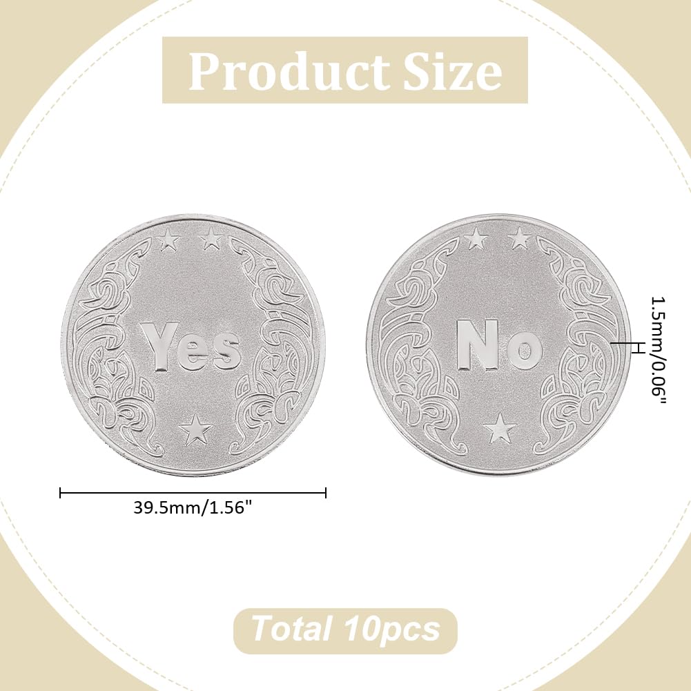 CRAFTYMELODY 10Pcs Alloy Yes/No Decision Coin Challenge Coin Decision Maker Flip Portable Double Sided Making Flipping Funny Heads and Tails for Man Women Party Game Holiday Office Platinum - Image 2