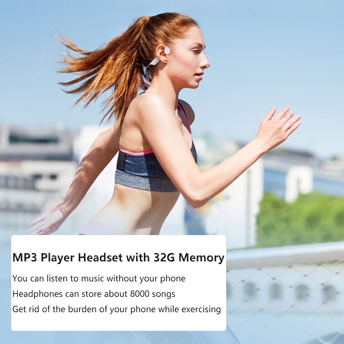 Wodoszczelne słuchawki do pływania IPX8, bezprzewodowe, Bluetooth 5.3, słuchawki Open-Ear, ultralekkie 32 GB, odtwarzacz MP3, z mikrofonem, bezprzewodowe słuchawki sportowe, do biegania, Black2