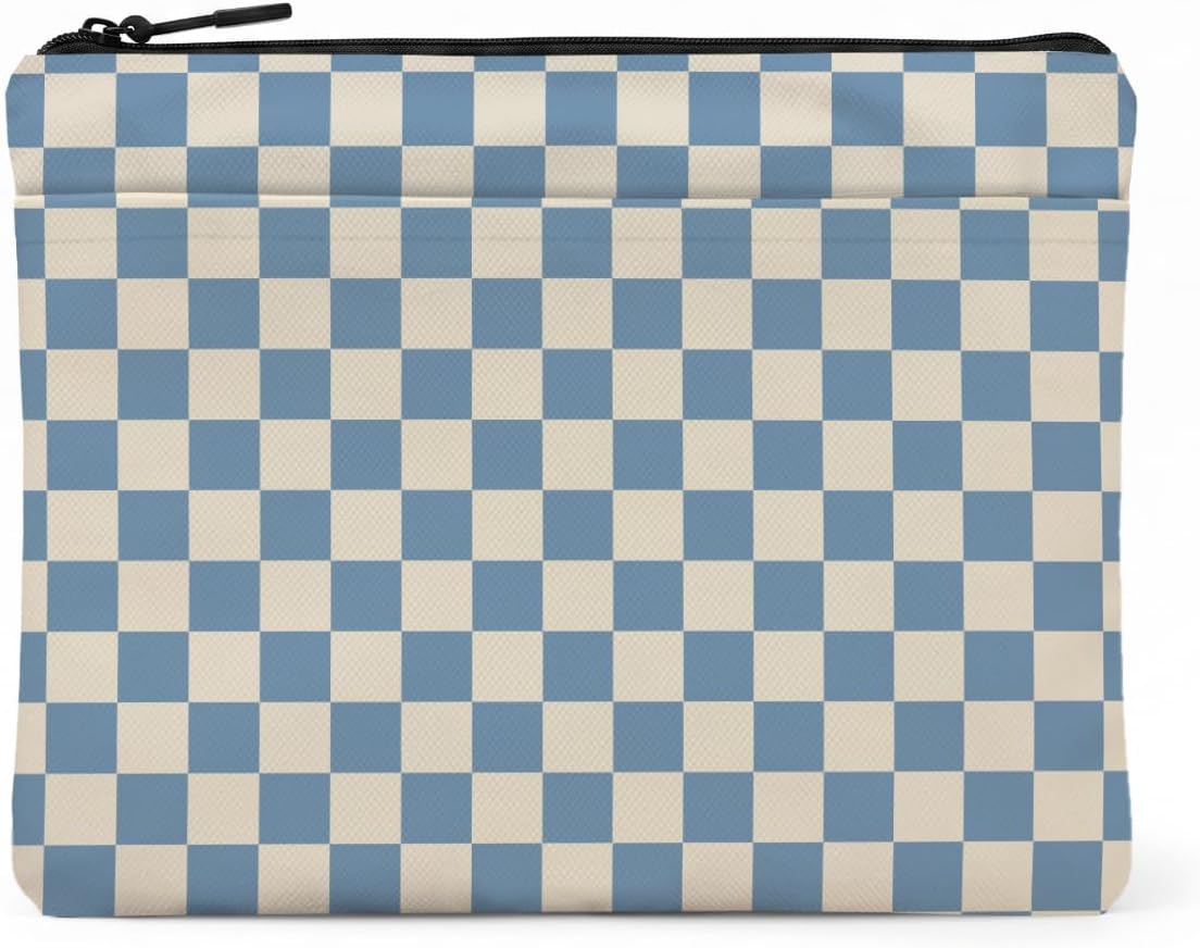 Blue Checkered Laptop Case 13.3 inch, 13-13.3 inch Laptop Sleeve Compatible with 13-13.6 inch Slim Laptops, Aesthetic Plaid Soft Computer Sleeve Bag with Pocket for Women Men Birthday