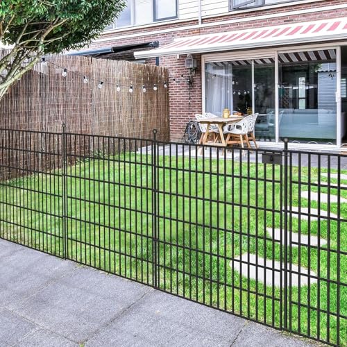 Image of 15 Panels No Dig Garden Fence with Gate, 32 in(H) X36.3 ft(L) Metal Fence Panels, Thickened Rustproof Garden Fencing, Animal Barrier Fence for Dogs, Rabbits, and Patio