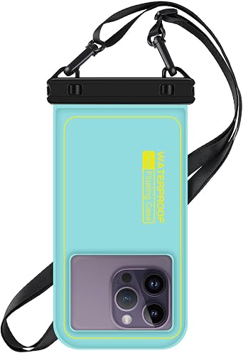 Floating Waterproof Phone Pouch, Water Proof Cell Phone Dry Bag with Adjustable Lanyard, IP68 Waterproof Phone Case for iPhone 16 Pro 15 14 13 Pro Max Samsung Galaxy Google, Up to 6.7 Green