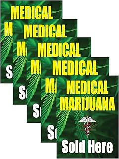 Medical Marijuana Sold Here Store | Full Color Window Display Signs | 18"W x 24"H | 5 Pack
