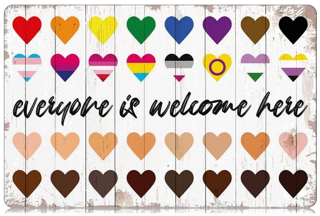 SMAZDFXX Everyone is Welcome Here Living Room Bedroom Bar Cafe Garage Aluminum Signs Funny Tin Sign Metal Art Poster Home Cafe Bar Wall Decor Room Door Accessories 5.5"x8"