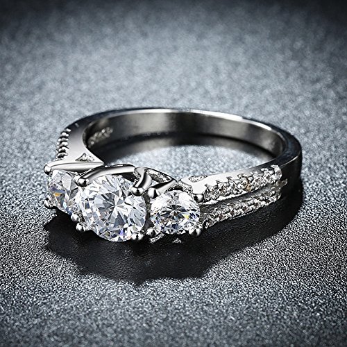 Scott ALlah Design - Size 8 - White Sapphire Lady's 10K White Gold Filled Jewellry Wedding Ring Three Stone Engagement Ring Style - Thumbnail 6