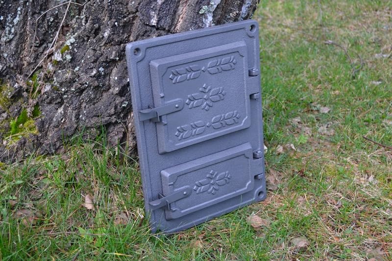 Euro Sezam DZ064-2 - Porta del forno in ghisa spessa, porta del forno per pizza, porta DZ064-2, 27,5 x 37,5 cm (grafite)
