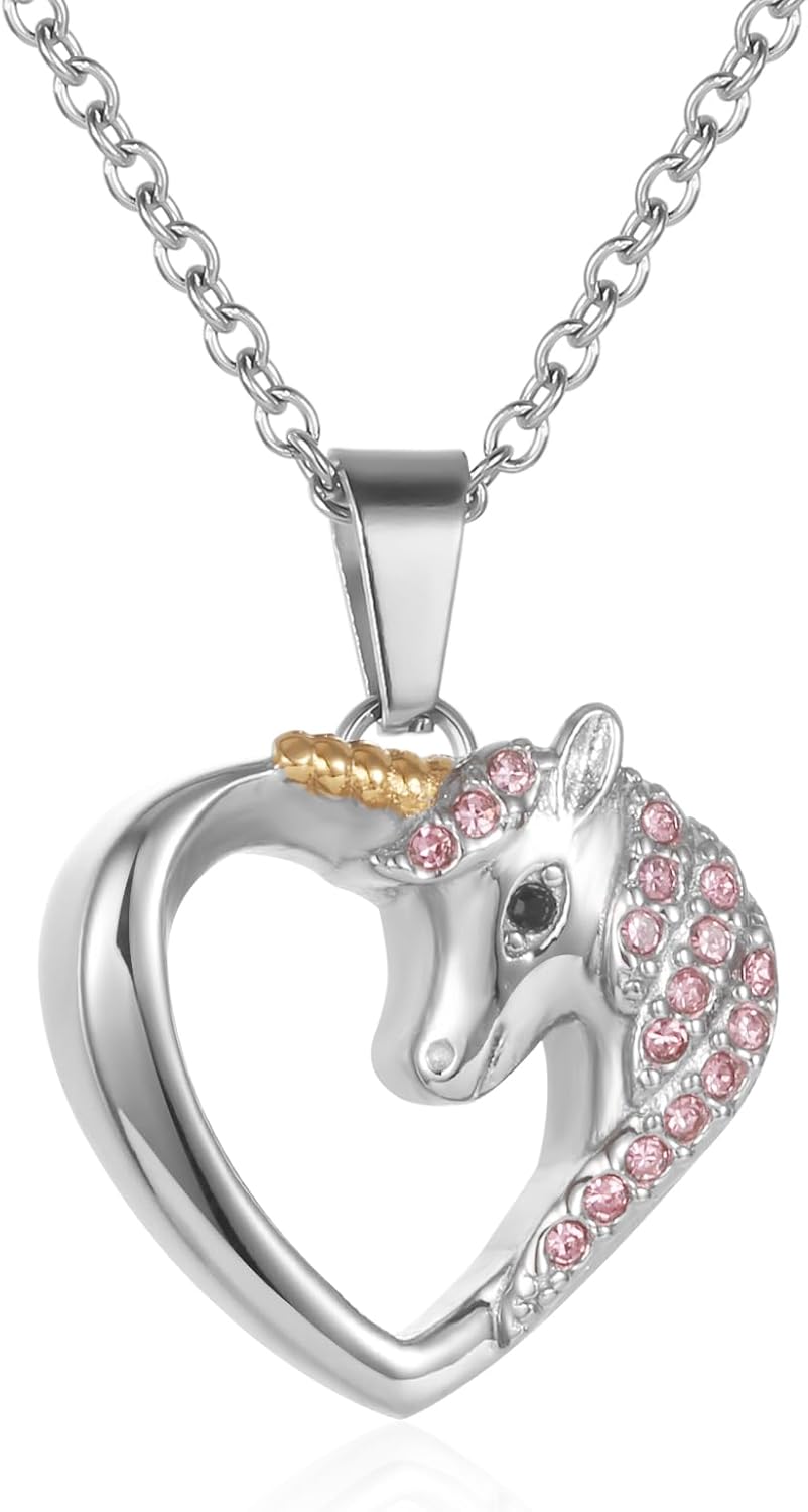 Unicorn Urn Necklace For Human Ashes Of Loved Ones Stainless Steel Cremation Keepsake Jewelry For Kids Women Memorial Pendant Holder
