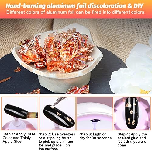 OLRWSLG Gold Foil Flakes for Resin, Craft Gold Metal Leaf Metallic Leaf for Nails Art Painting Resin Casting Jewelry Making DIY Home Decoration(Gold, Silver, Rose Gold Colors)