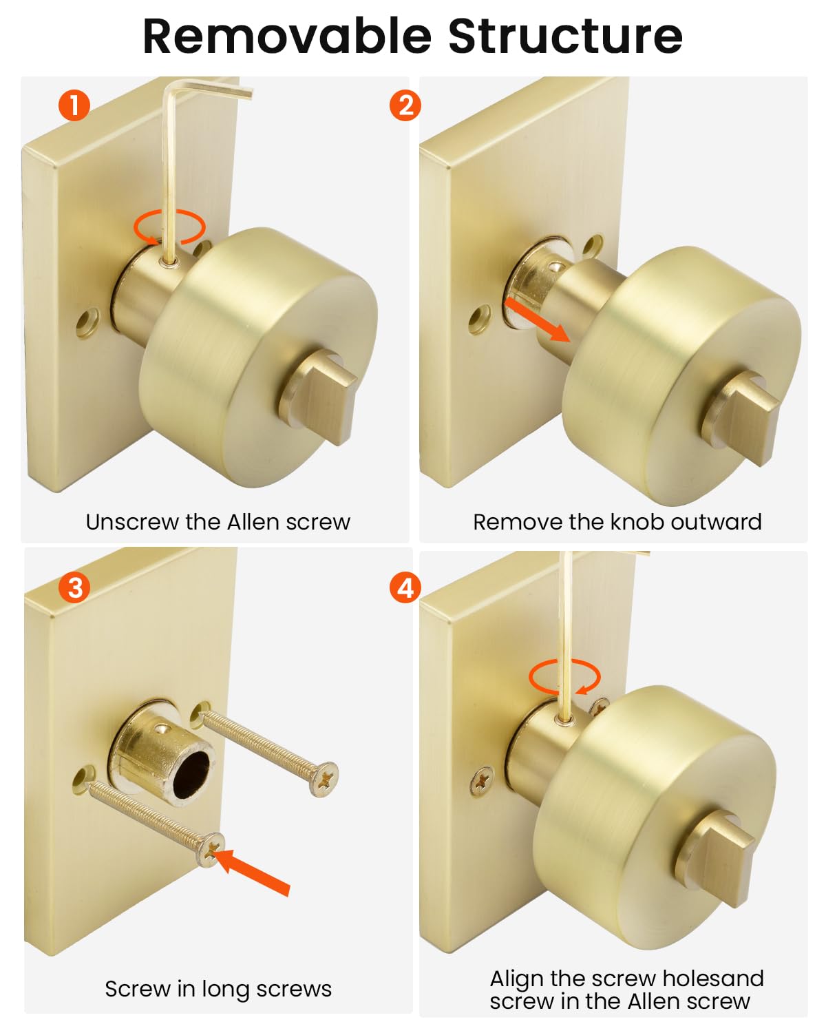 Brushed Gold Door Lock Set - Keyed Alike & Deadbolt -6 Brushed Gold Door Lock Set - Keyed Alike & Deadbolt -6