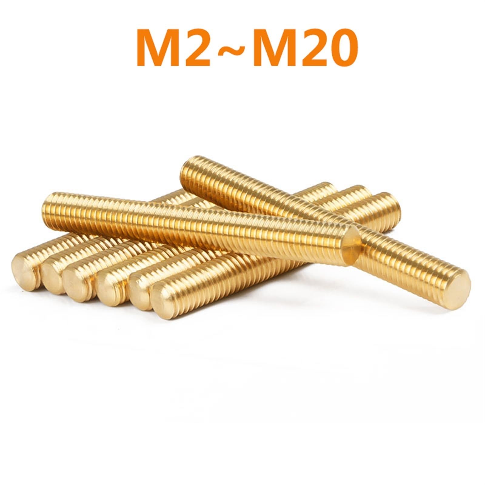 Stepper Screw Full Thread Screw Rod M2 M2.5 M3 M4 M5 M6 M8 M10 M12 M14 M16 M18 M20 Brass Thread Teeth Strip Rod Double Head Screw Stud Tapped Block(90mm,M20 (1Pcs))