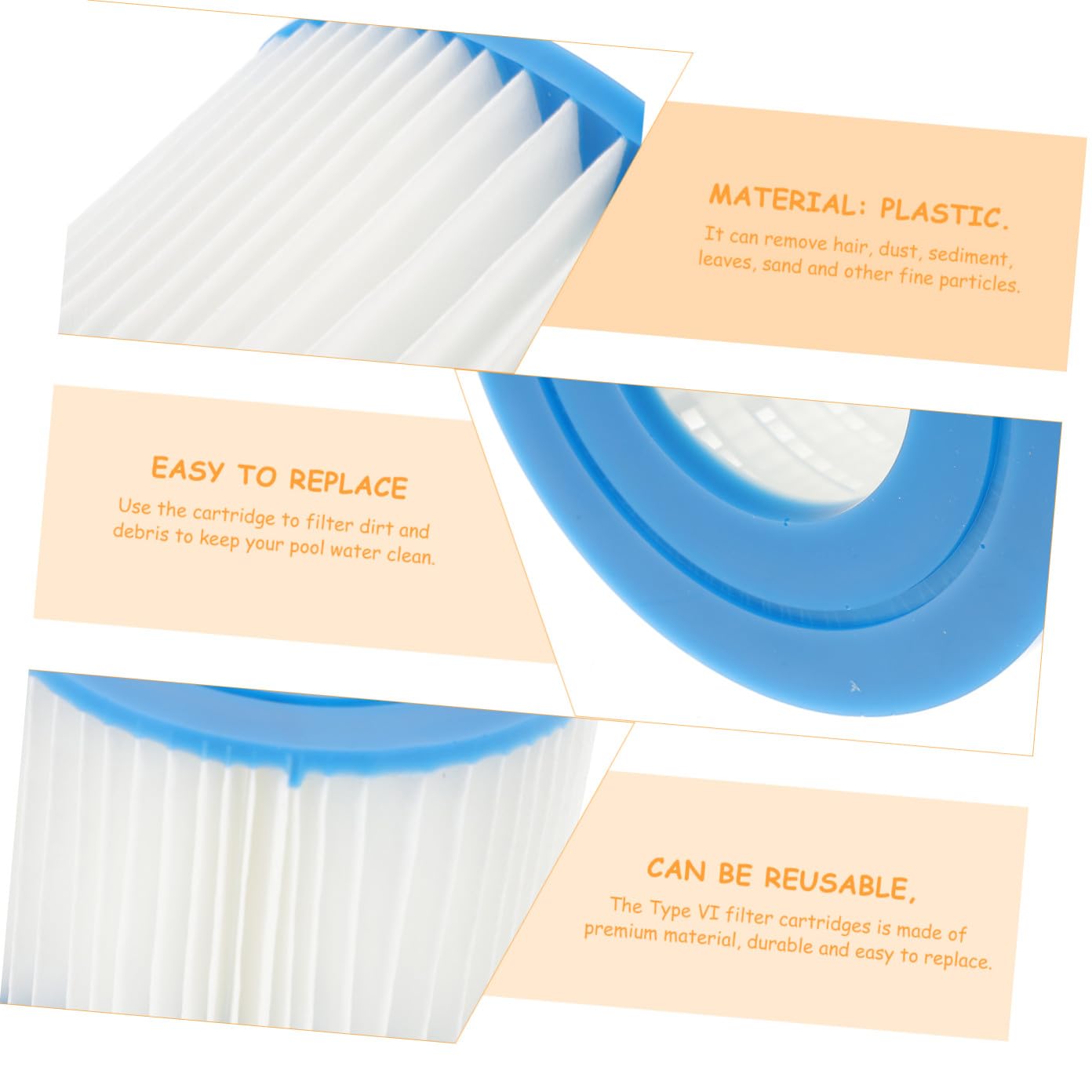 Levemolo 6 pièces Lot de Filtres de Remplacement Type VI pour Pompe de Filtration Piscine et Spa Compatible avec Pompes de Filtration Populaires Filtration Saletés Sable et Débris