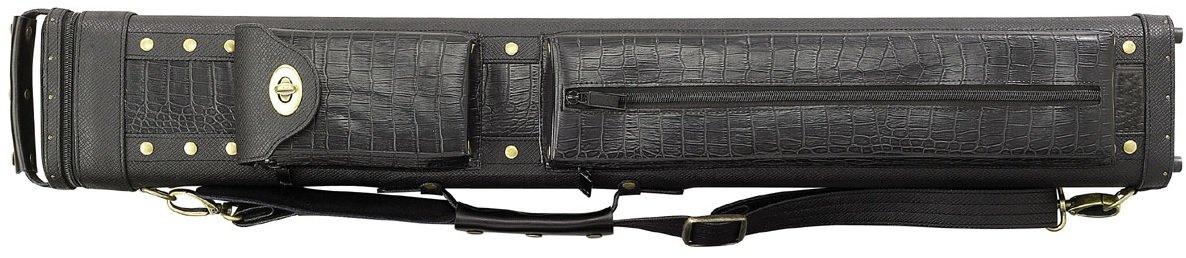 3X5 C35D Hard Pool Cue Case Black w/Crocodile Texture Accents